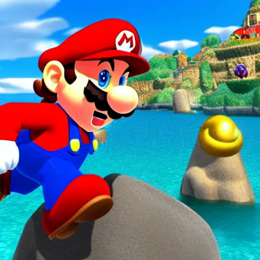 Prompt: screenshot from mario game dwayne the rock johnson as mario