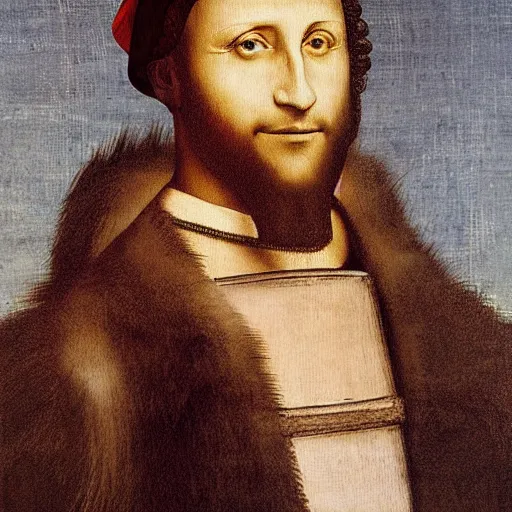 Image similar to lapo elkann painted by leonardo da vinci