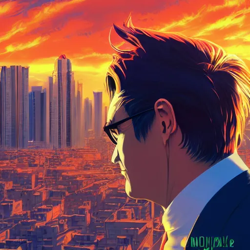 Prompt: ⁠portrait of Donald Trump, Karachi skyline background, rich vivid colors, ambient lighting, dynamic lighting, 4k, HQ, official media, anime key visual, makoto shinkai, ilya kuvshinov, lois van baarle, rossdraws, detailed, trending on artstation