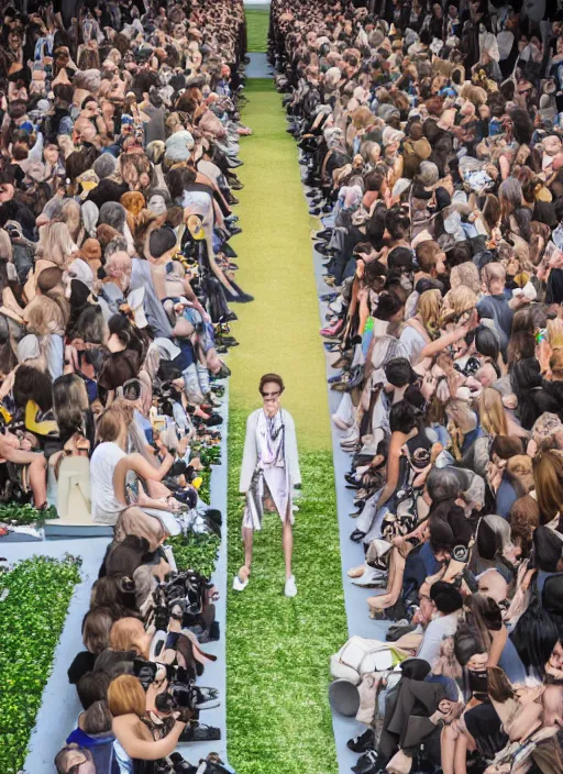 Image similar to hyperrealistic and heavy detailed Louis Vuitton runway show of rick and morty , Leica SL2 50mm, vivid color, high quality, high textured, real life