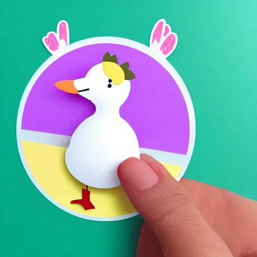 Prompt: cute kawaii goose, diecut, sticker concept design