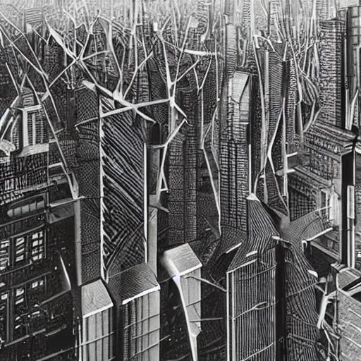 Prompt: epic architecture cyberpunk city landscape, designed by buckminster fuller and nikola tesla