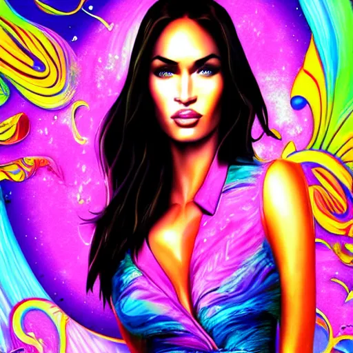 Image similar to Lisa Frank Megan Fox, beautiful digital art