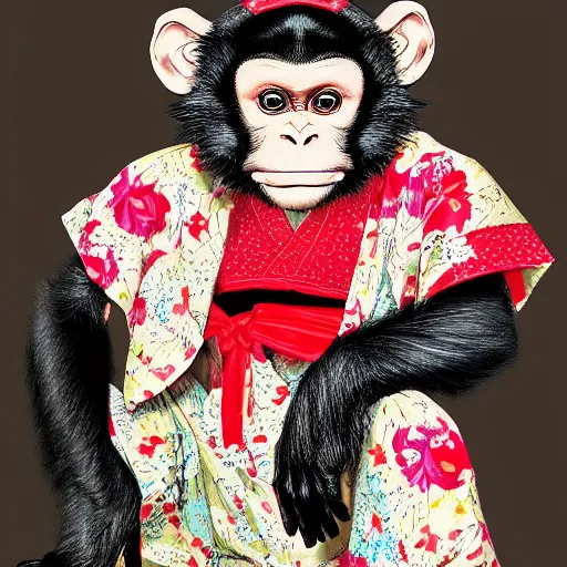 Image similar to a monkey in a kimono