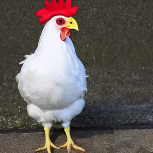 Prompt: photo of a cute chicken dressed as a prisioner