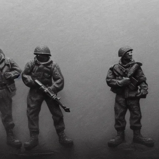 Image similar to world war 2, extremely detailed claymation art, dark, moody, foggy