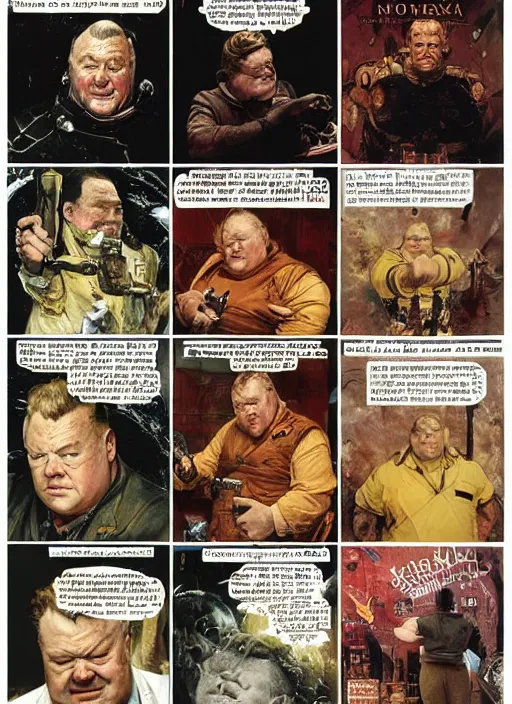 Prompt: portrait of ray winstone as baron vladimir harkonnen, dynamic, by norman rockwell and craig mullins and lawrence alma tadema and jack kirby and greg staples and nc wyeth and tom lovell, arstation baron character