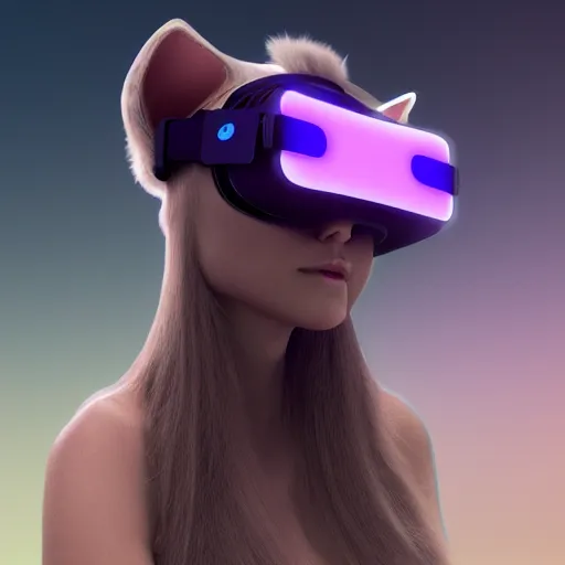 Image similar to crypto trading lyoki kitten from the future, wearing a cool vr headset 8 k hyperrealistic, trending on artstation