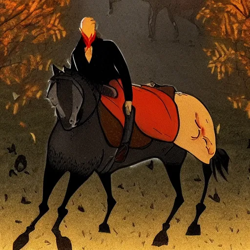 Prompt: headless horseman