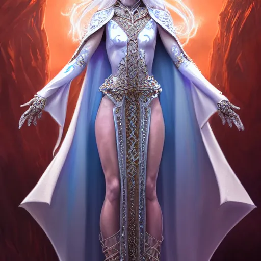 Image similar to beautiful ice queen in ornate robes, highly detailed, 8 k, hdr, award - winning, trending on artstation, clayton crain