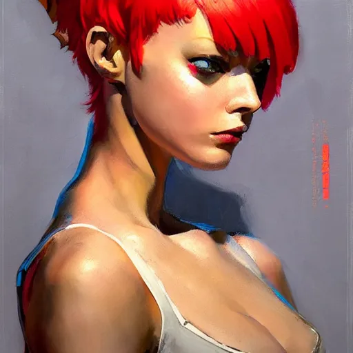 Prompt: greg manchess portrait painting of leeloo from the 5 th element as overwatch character, medium shot, asymmetrical, profile picture, organic painting, sunny day, matte painting, bold shapes, hard edges, street art, trending on artstation, by huang guangjian, gil elvgren, ruan jia, randy vargas, greg rutkowski