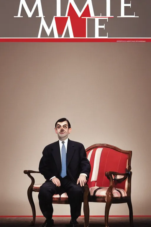 Image similar to mr. bean as us president, journalism photography, time magazine cover, cinematic lighting,