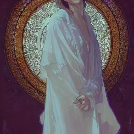 Prompt: Nicolas cage as a woman wearing a white dress, beautiful, intricate, highly detailed, digital painting, artstation, oppressive lighting, fashion concept art, sharp focus, illustration, art by greg rutkowski and alphonse mucha