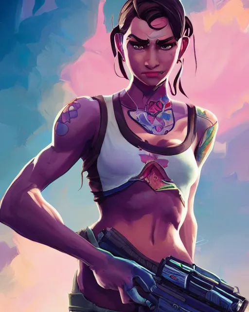 Prompt: viper character valorant agent beautiful female tattoo symmetrical face eyes full length fantasy art apex fortnite Video game icon, 2d game art gta5 cover , official fanart behance hd artstation by Jesper Ejsing, by RHADS, Makoto Shinkai and Lois van baarle, ilya kuvshinov, rossdraws