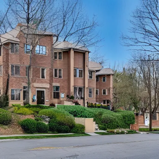 Prompt: a real estate listing photo of an eight-story house in the suburbs