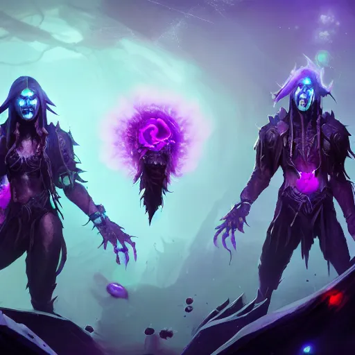 Image similar to arcane style void zombies, violet spike smoke, bright art masterpiece artstation. 8k, sharp high quality artwork in style of Jose Daniel Cabrera Pena and Greg Rutkowski, concept art by Tooth Wu, blizzard warcraft artwork, hearthstone card game artwork, violet flower, violet flower, violet flower, portal