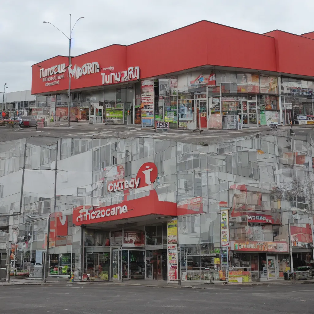 Image similar to A photograph of a building of a supermarket called TURCZYN