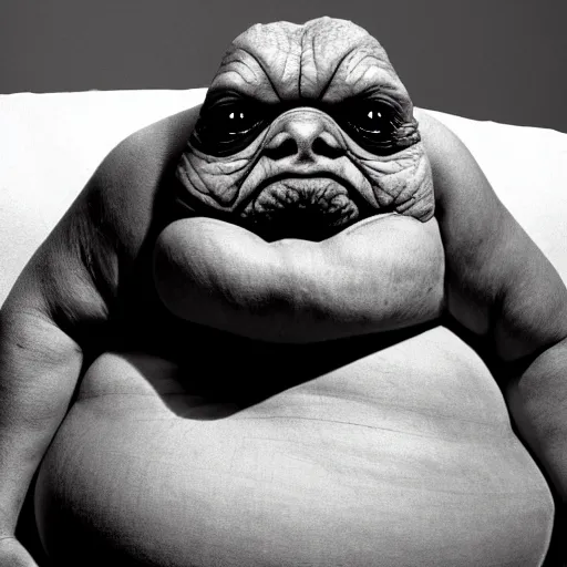 Prompt: jabba the hutt body with trump head