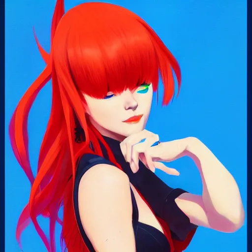 Prompt: portrait of Asuka Langley Soryu, League of Legend illustration, asymmetrical, profile picture, Organic Painting, sunny day, Matte Painting, bold shapes, hard edges, street art, trending on artstation, by Sam Youn and Gil Elvgren and Sachin Teng