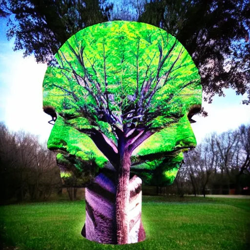 Image similar to a photo of a tree in the shape of walter white's head.