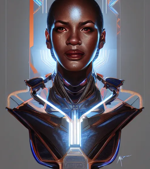 Image similar to symmetry portrait of michael jordan cyberborg ultra detailed, intricate, anime, dynamic lighting, digital art, digital painting, art station, wlop, sharp focus, illustration, art by artgerm and greg rutkowski and alphonse mucha