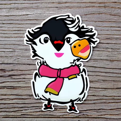 Image similar to cute anime goose sticker, diecut