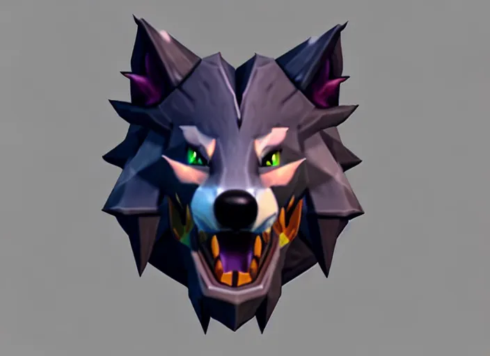 Image similar to wolf head, stylized stl, 3 d render, activision blizzard style, hearthstone style, dauntless style