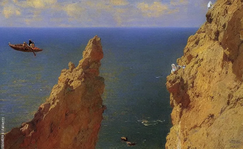 Image similar to high quality high detail painting by ilya repin, hanging from the edge of the cliff, hd