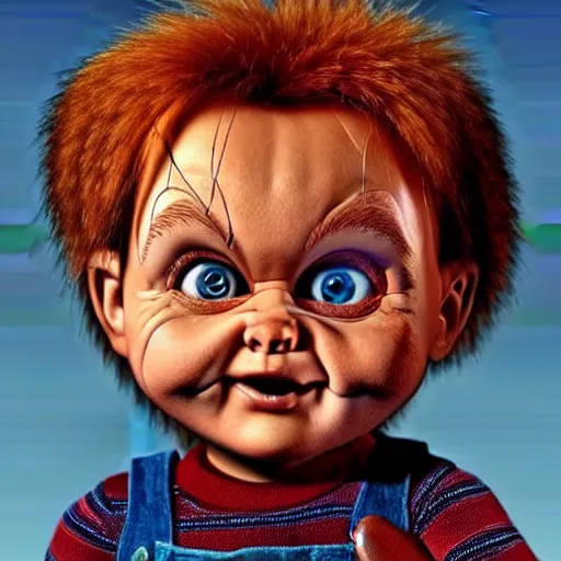 Image similar to hyperrealistic highly detailed Chucky doll from the movie Child's Play movie poster