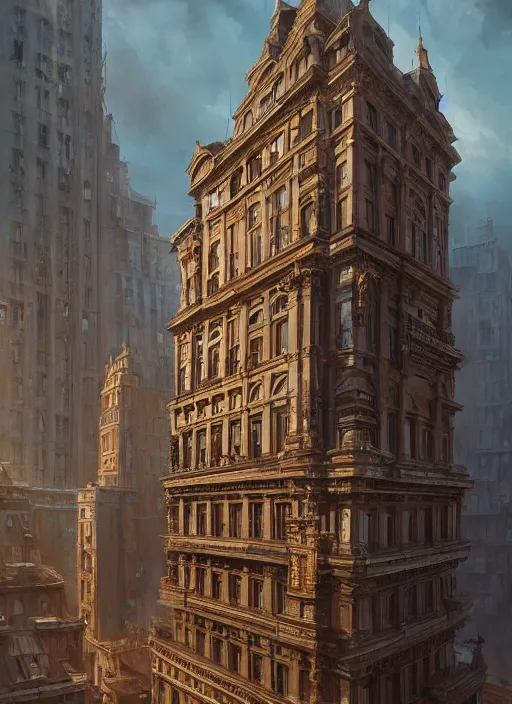 Image similar to a building with architecture never seen before by peter kuczia, very detailed, intricate details, complimentary colors, perfect lighting, perfect composition, aesthetic, masterpiece, award winning, artstation, darek zabrocki, greg rutkowski, artgerm, 4 k