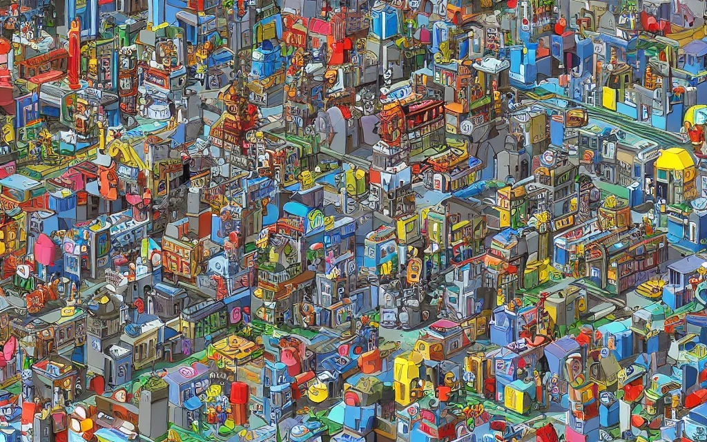 Prompt: plastic toy city potemkin fantastical cityscape, eboy pixel art, award winning digital art