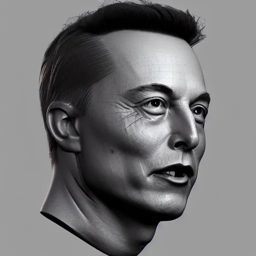 Image similar to elon musk head 3 d model, zbrush, wireframe, retopology, artstation, digital human