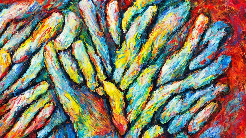 Image similar to impasto self - disciplined fingernail nightmare