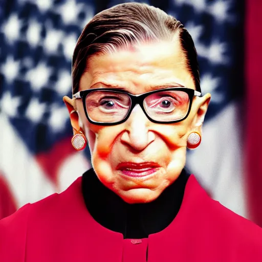 Image similar to ruth bader ginsburg on the cover of igor by tyler the creator, album artwork