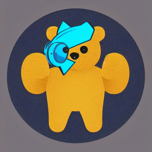 Image similar to podcast vector logo of cute cuddly bear listening to music, podcast, microphone, melodic, dreamy, isometric, adorable, octane render, golden ratio, 4k UHD, iconic design