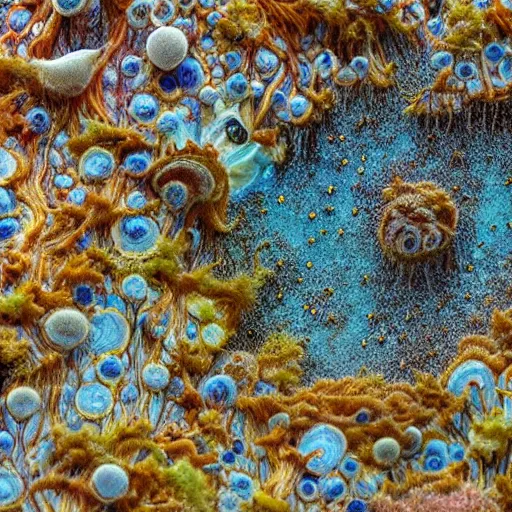 Prompt: beautiful and artistic mycelium on a fantastic planet and unusual inhabitants of the oceans