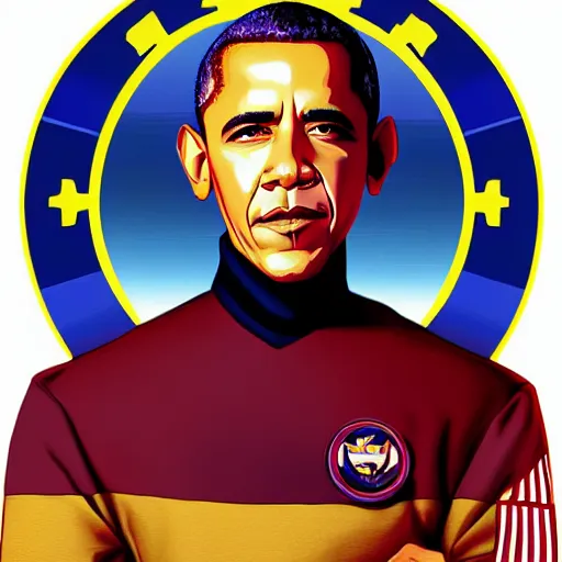 Image similar to Obama Captain of the starship enterprise, by Ross Tran