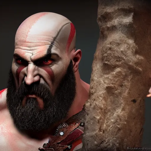 Image similar to kratos from god of war in diablo, au naturel, hyper detailed, digital art, trending in artstation, cinematic lighting, studio quality, smooth render, unreal engine 5 rendered, octane rendered, art style by klimt and nixeu and ian sprigger and wlop and krenz cushart