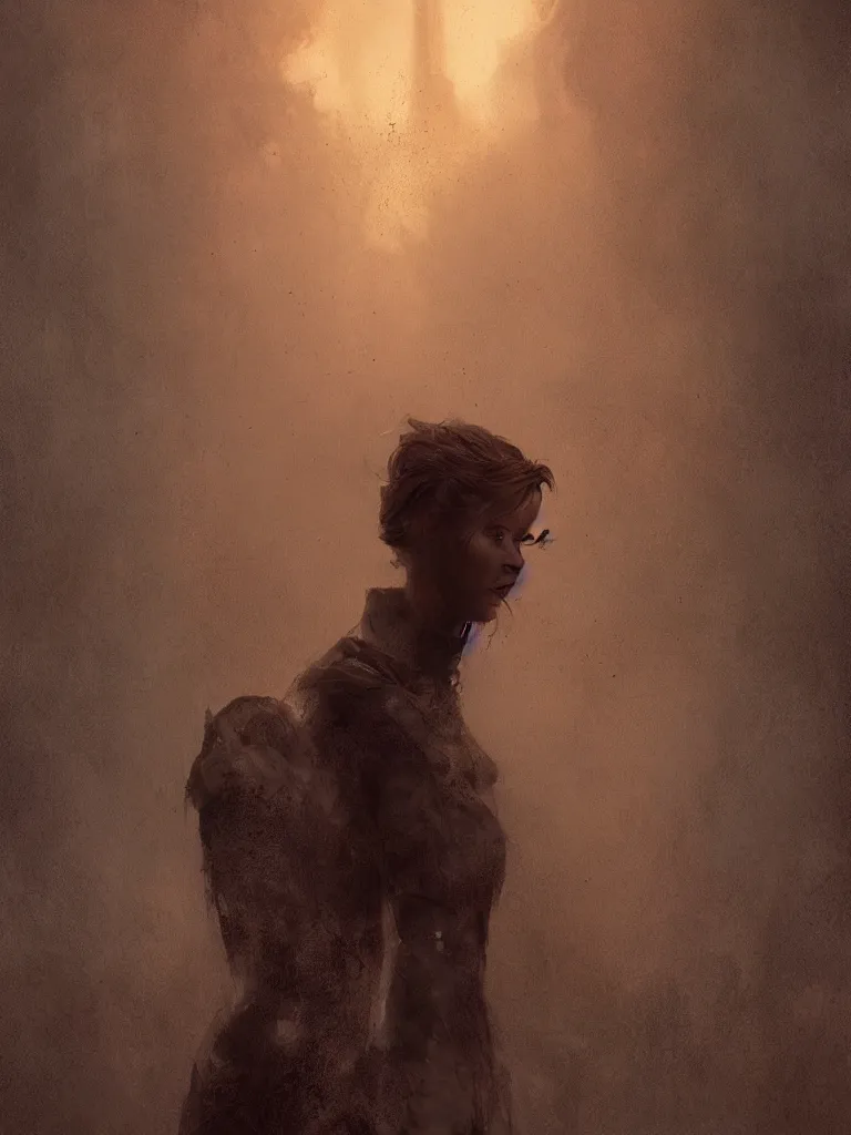 Image similar to a portrait of a beautiful stunning young woman made of mist. made of smoke and ember, high contrast, hdr, by enki bilal, tim burton, greg rutkowski, daarken