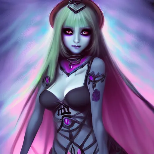 Image similar to a very beautiful necromancer girl by sakimichan, sakimichanart