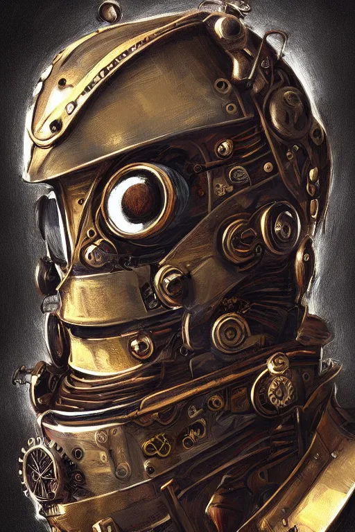 Image similar to steampunk helmet fantasy art mask robot ninja stylized digital illustration sharp focus, elegant intricate digital painting artstation concept art global illumination ray tracing advanced technology chaykin howard and campionpascale and cooke darwyn and davis jack