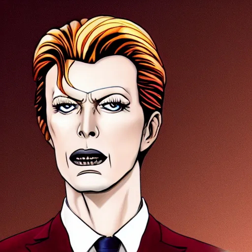 Image similar to a photo of kira yoshikage played by david bowie