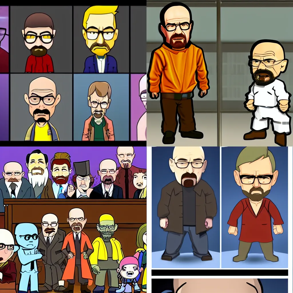 Prompt: walter white as a character in a cartoon fighting game
