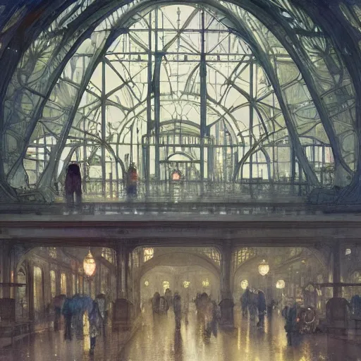 Prompt: a beautifull intricate watercolour painting of a train station, reflexions, verry high details by william turner art, greg rutkowski and alphonse mucha, trending on artstation, very very detailed, masterpiece, muted colors