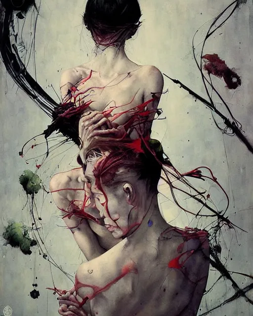 Image similar to there is ugliness in beauty, but there is also beauty in ugliness. in the style of adrian ghenie, esao andrews, jenny saville, edward hopper, surrealism, dark art by james jean, takato yamamoto