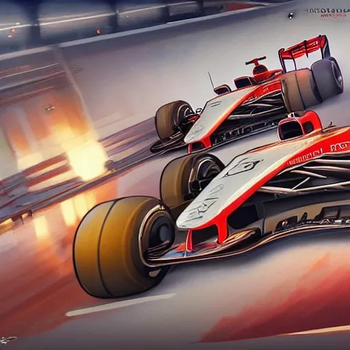 Prompt: formula 1 race, intricate, highly detailed, digital painting, artstation, concept art, smooth, sharp focus, illustration, Unreal Engine 5, 8K, art by artgerm and greg rutkowski and alphonse mucha