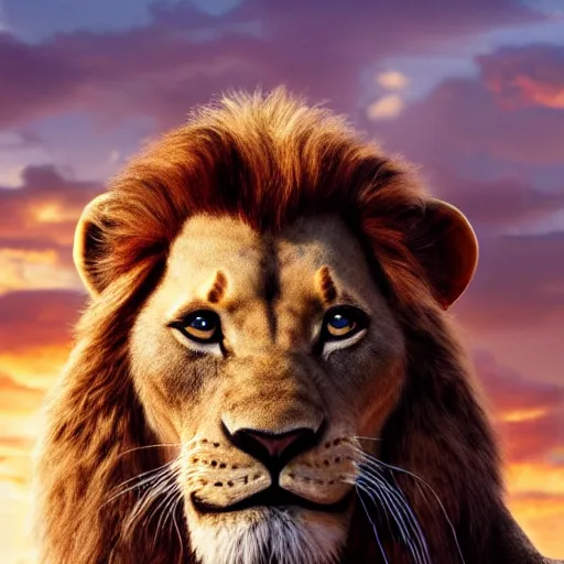 Prompt: johnny depp as simba in the lion king, cgi, cinema, realistic, movie poster