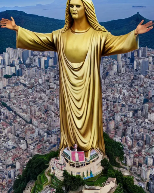 Image similar to gigantic statue of honey boo boo as christ the redeemer, rio digennaro, hyperreal