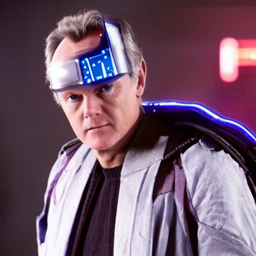 Image similar to Anthony Head as Cyberpunk Uther