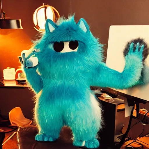 Image similar to a cute furry monster, studio setting